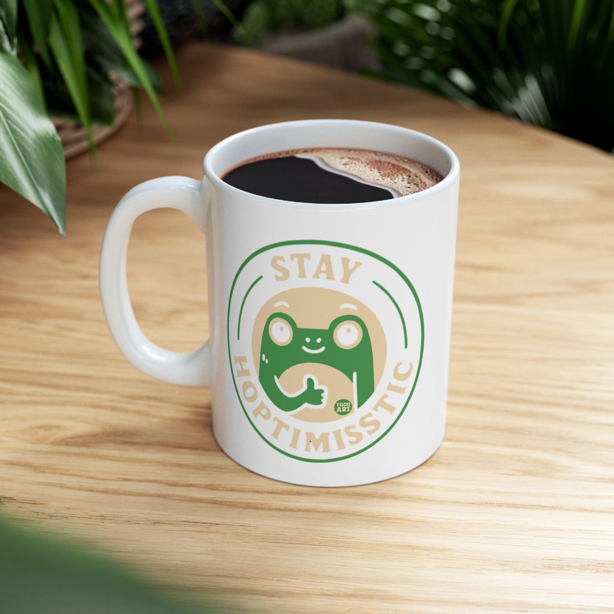Stay Hoptimisstic Frog Design Coffee Mug Product