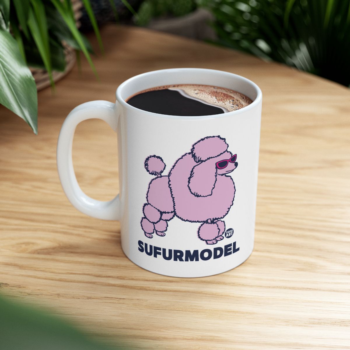 Sufurmodel Pink Poodle Printed Coffee Mug Delight