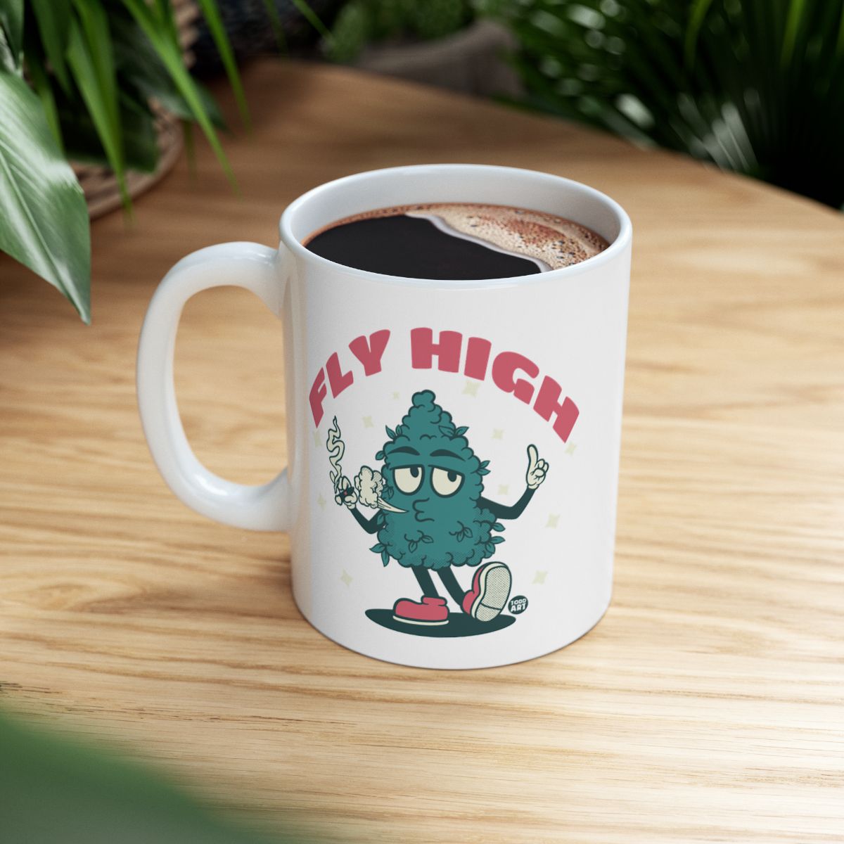 Fly High Coffee Mug with Fun Tree Character Design