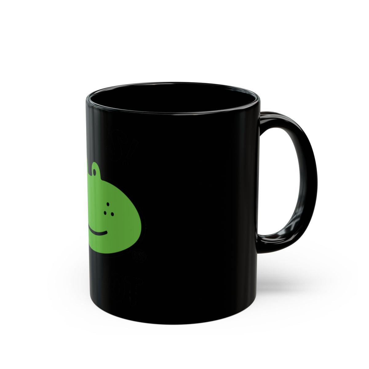 Cute Green Frog Design on Black Ceramic Mug