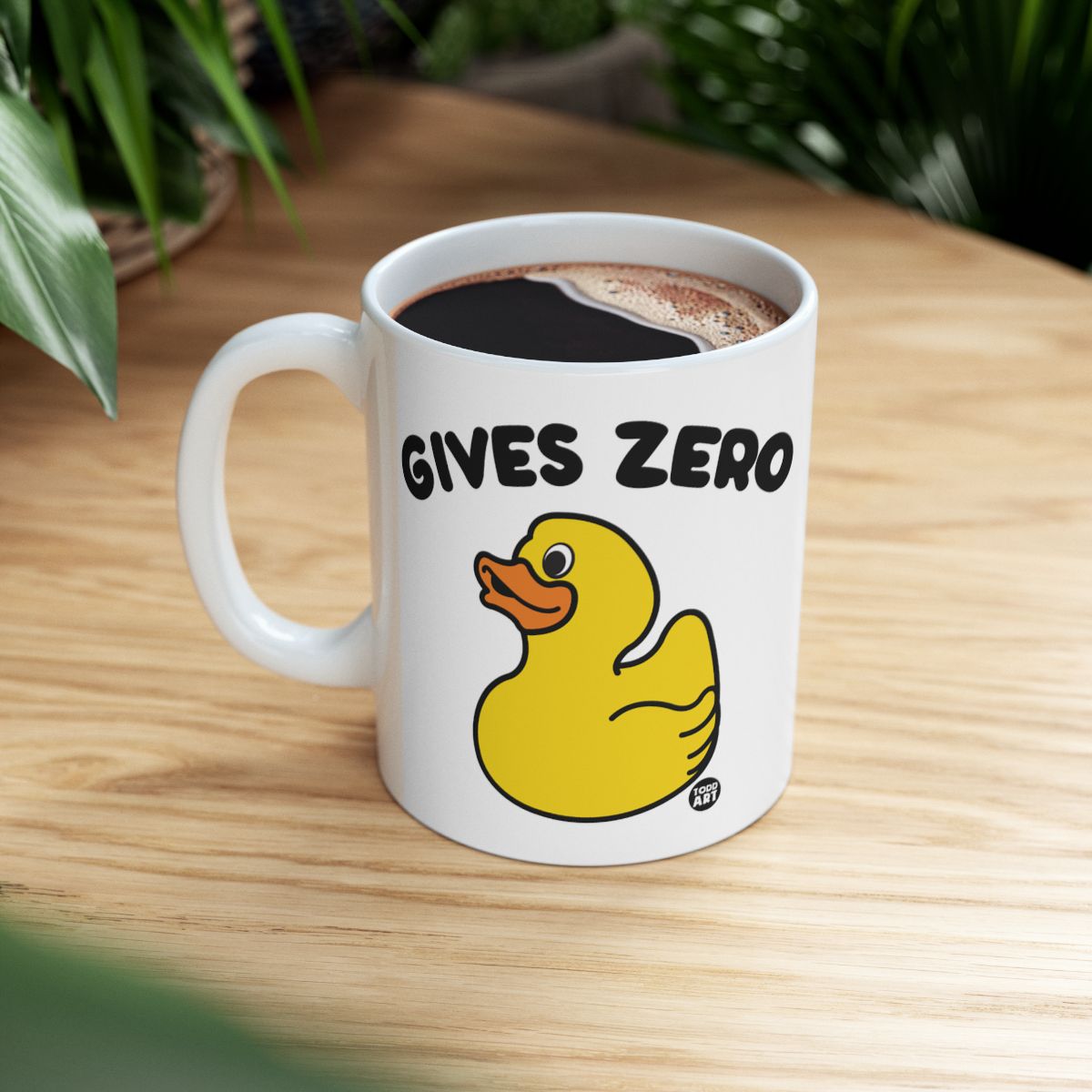 Gives Zero Duck White Coffee Mug with Cute Design