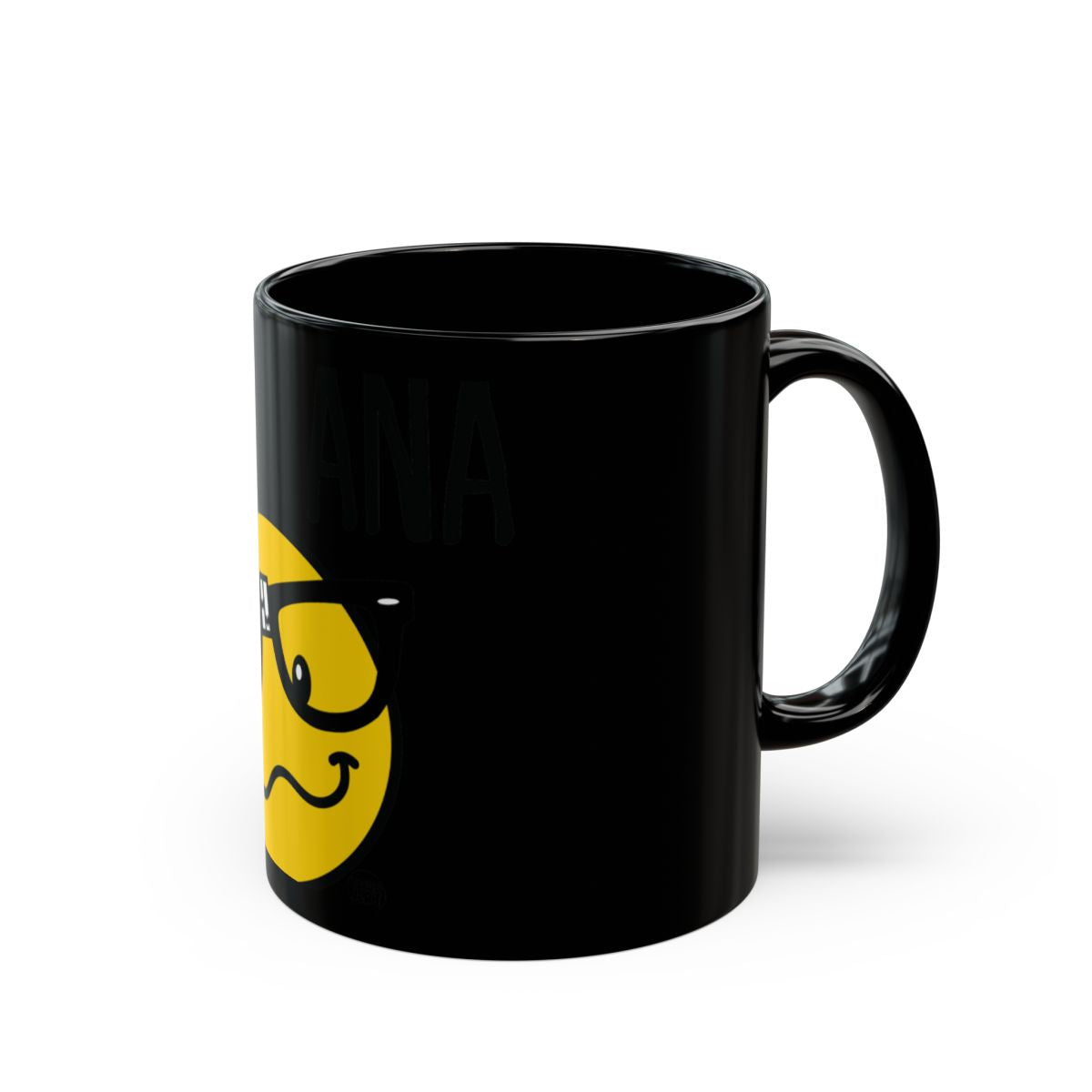 Smiling Face With Glasses Black Ceramic Mug