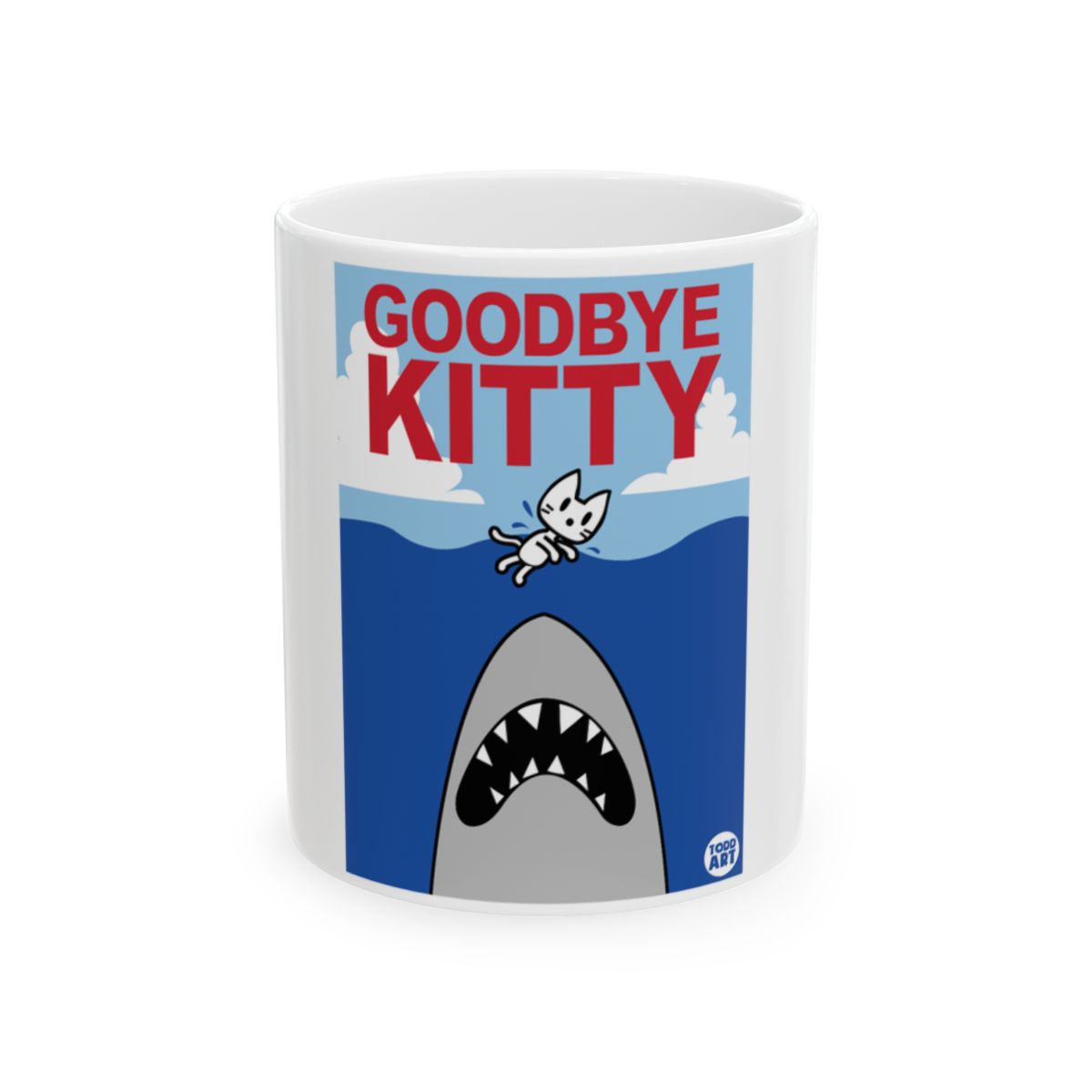 Goodbye Kitty Funny Shark Attack Mug