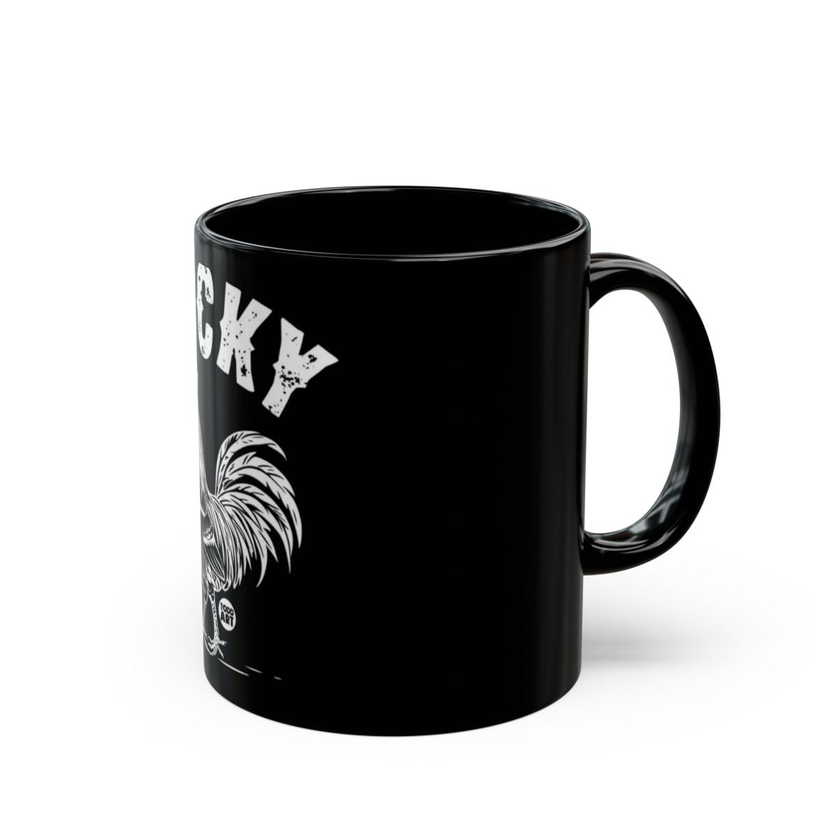 Lucky Rooster Graphic Black Coffee Mug