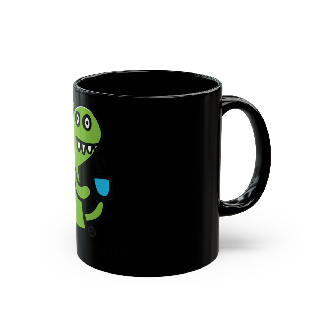 Cute Dinosaur Holding Cup Black Coffee Mug