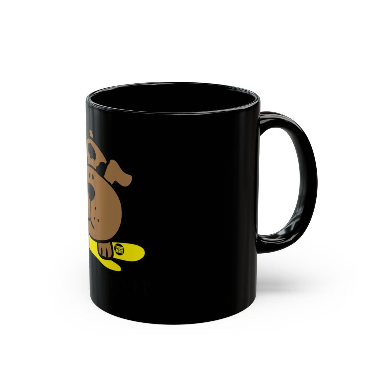 Cute Cartoon Dog Black Coffee Mug