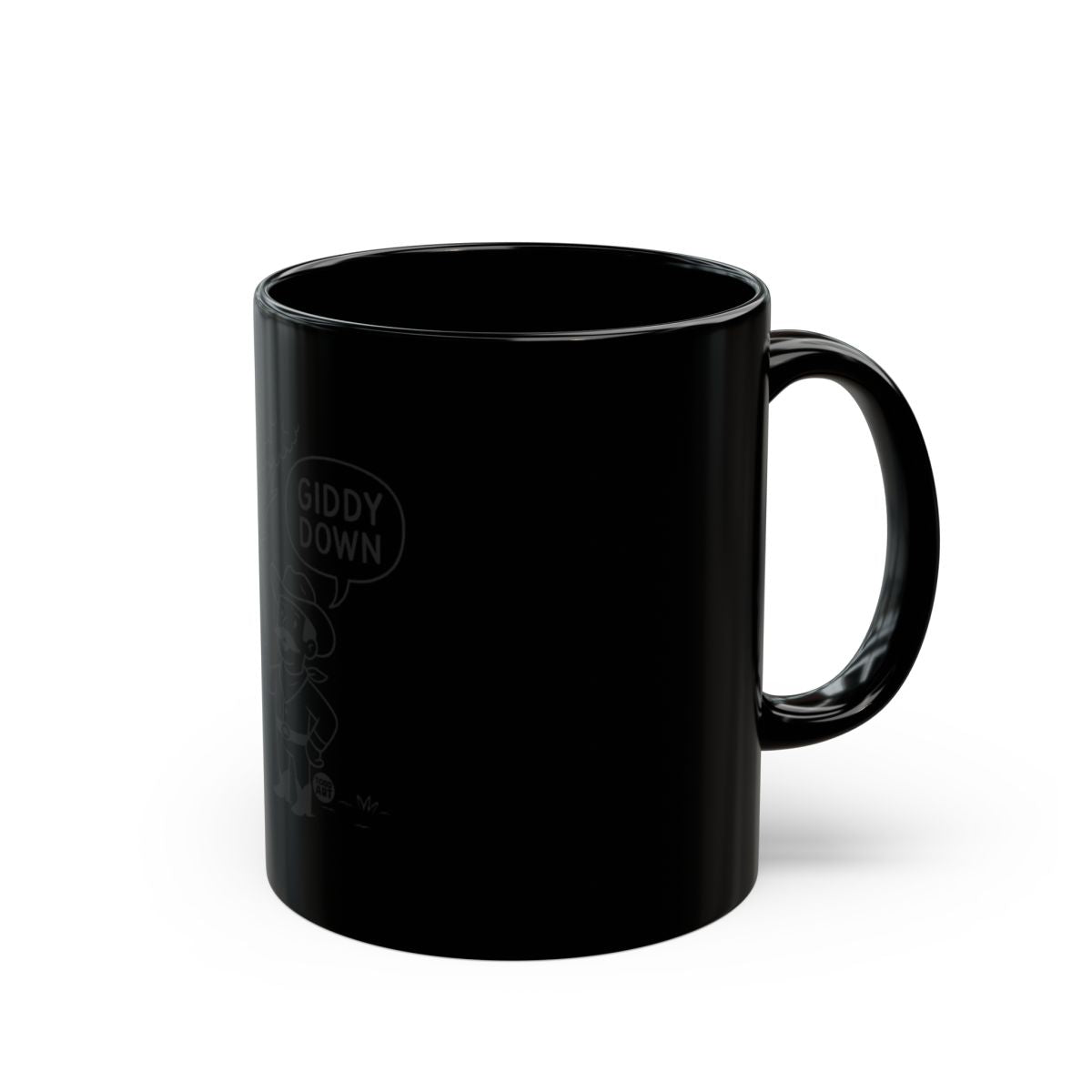 Giddy Down Black Mug with Stylish Handle Design