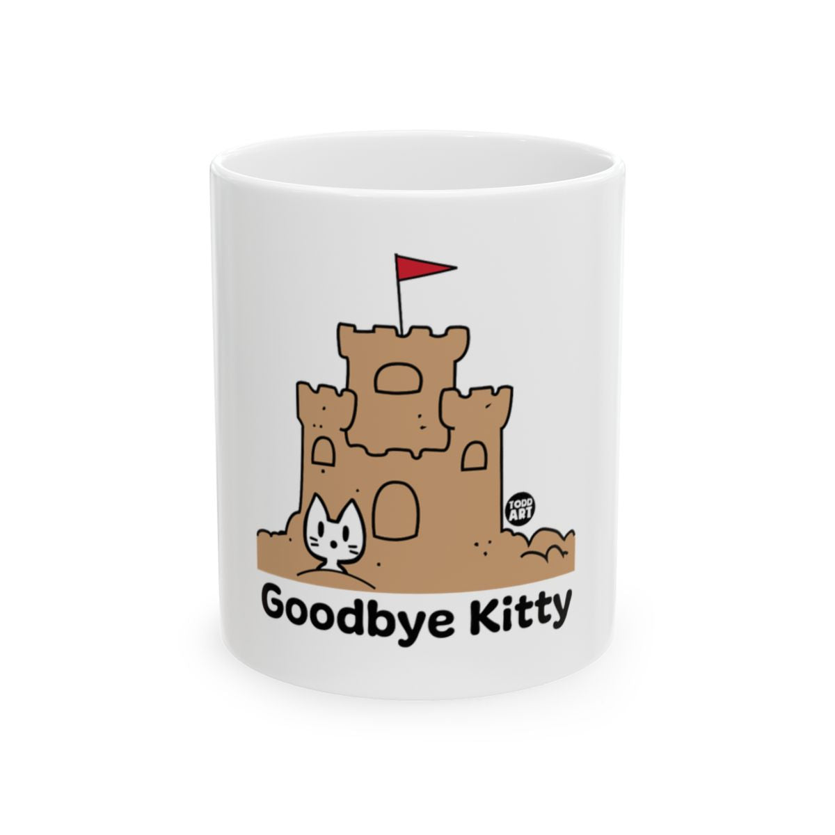 Goodbye Kitty Adorable Sandcastle Design Mug