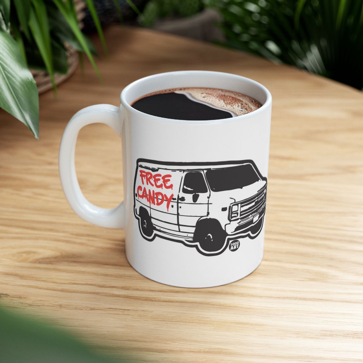 Free Candy Van Graphic White Ceramic Mug