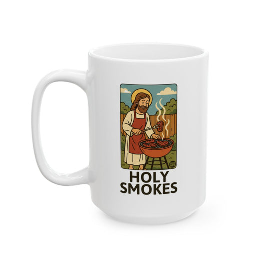 Holy Smokes Jesus Barbecue Illustrated Mug