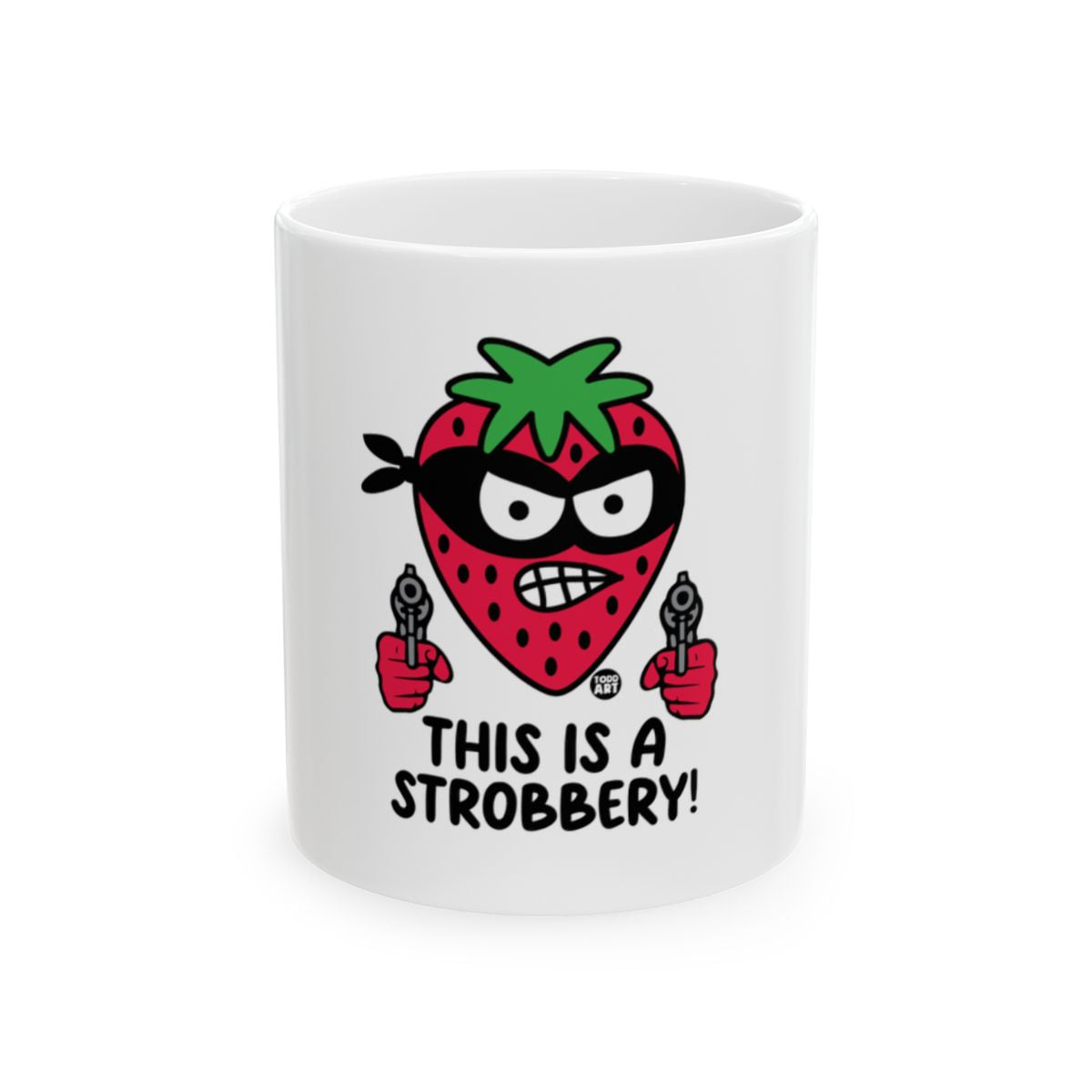 This is a Stroberry Funny Mug with Cartoon Design