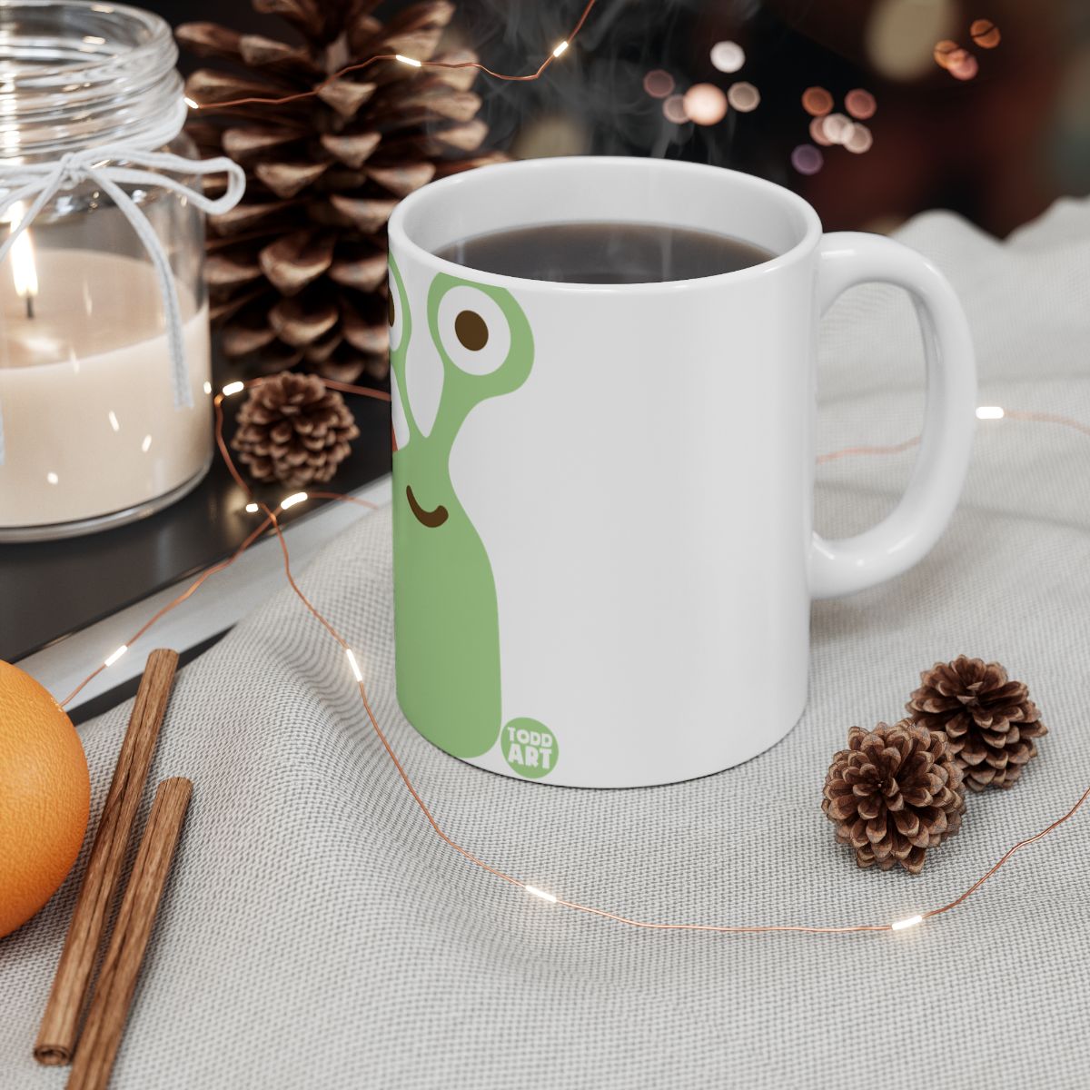 Cute Green Snail Illustration Coffee Mug