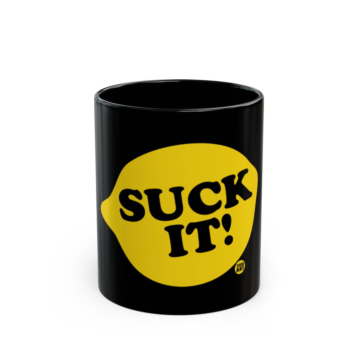 Suck It Lemon Design Black Mug For Fun And Laughter
