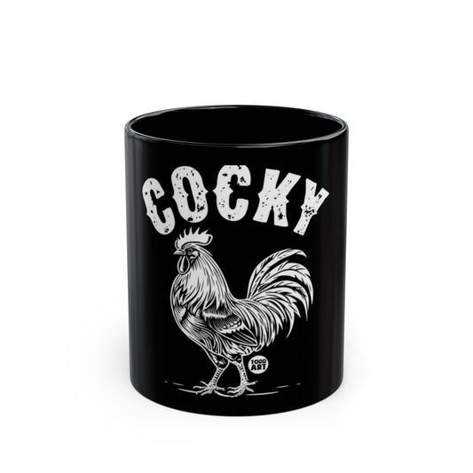 Cocky Rooster Artwork Coffee Mug Black Design