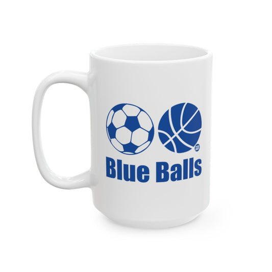 Blue Balls Soccer and Basketball Design Mug