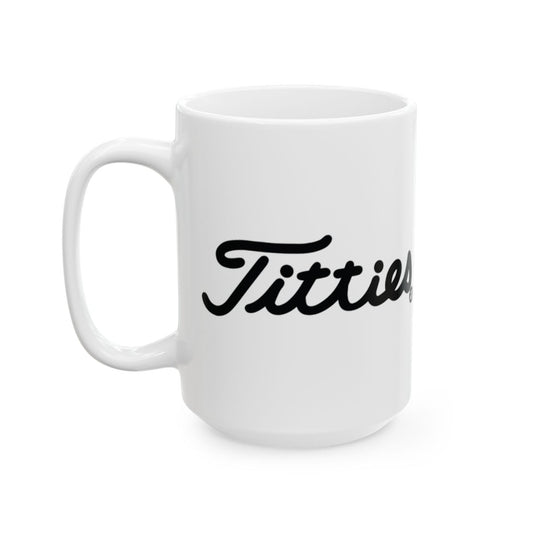 Fun White Coffee Mug with Bold Black Script Text