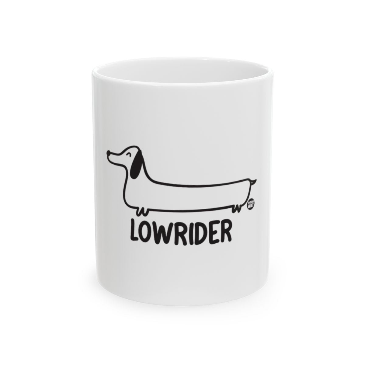 Lowrider Dachshund Design White Ceramic Mug