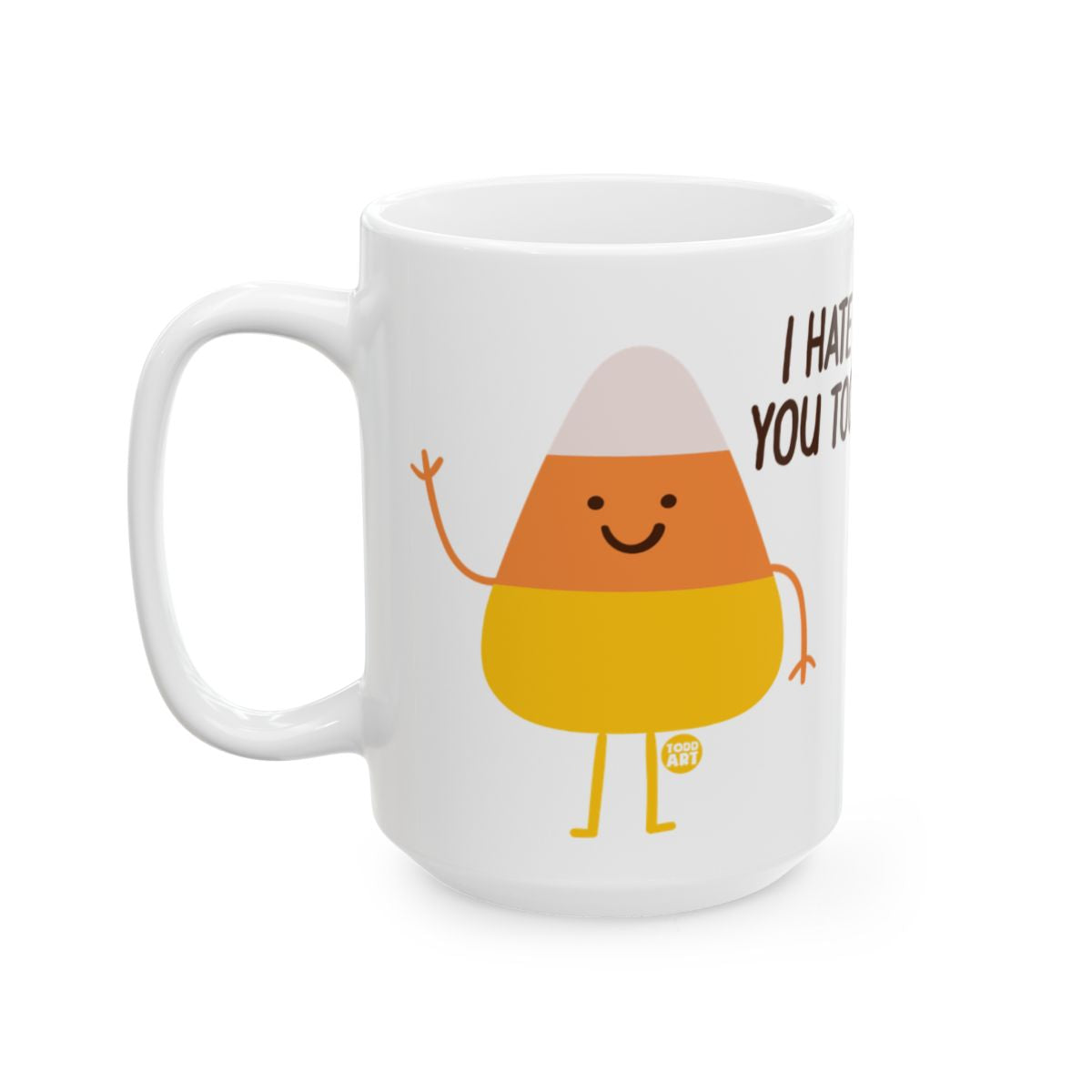 Funny Candy Corn Character Mug with Humorous Message