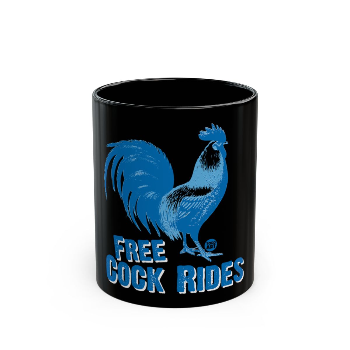 Free Cock Rides Humorous Black Coffee Mug
