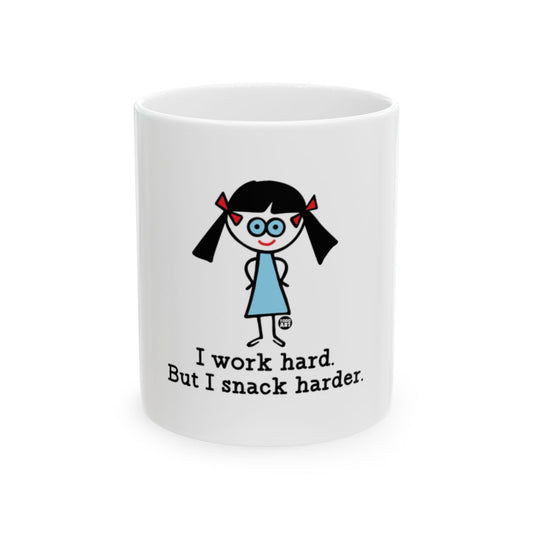 I work hard but I snack harder funny mug product