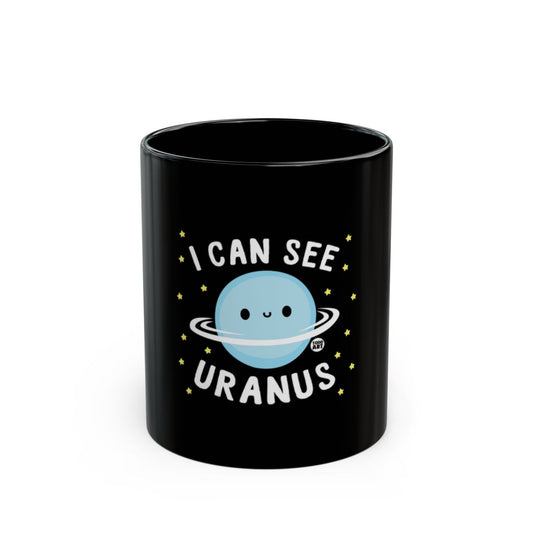 I Can See Uranus Cute Planet Black Mug Product
