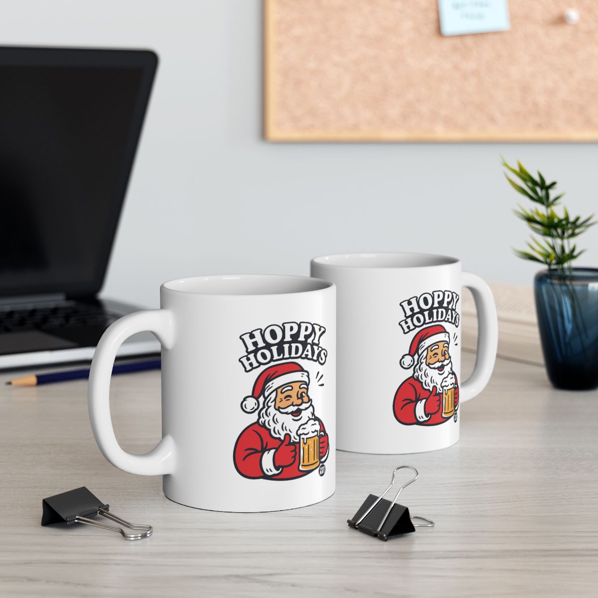 Hoppy Holidays Santa Mug Holiday Themed Coffee Cup