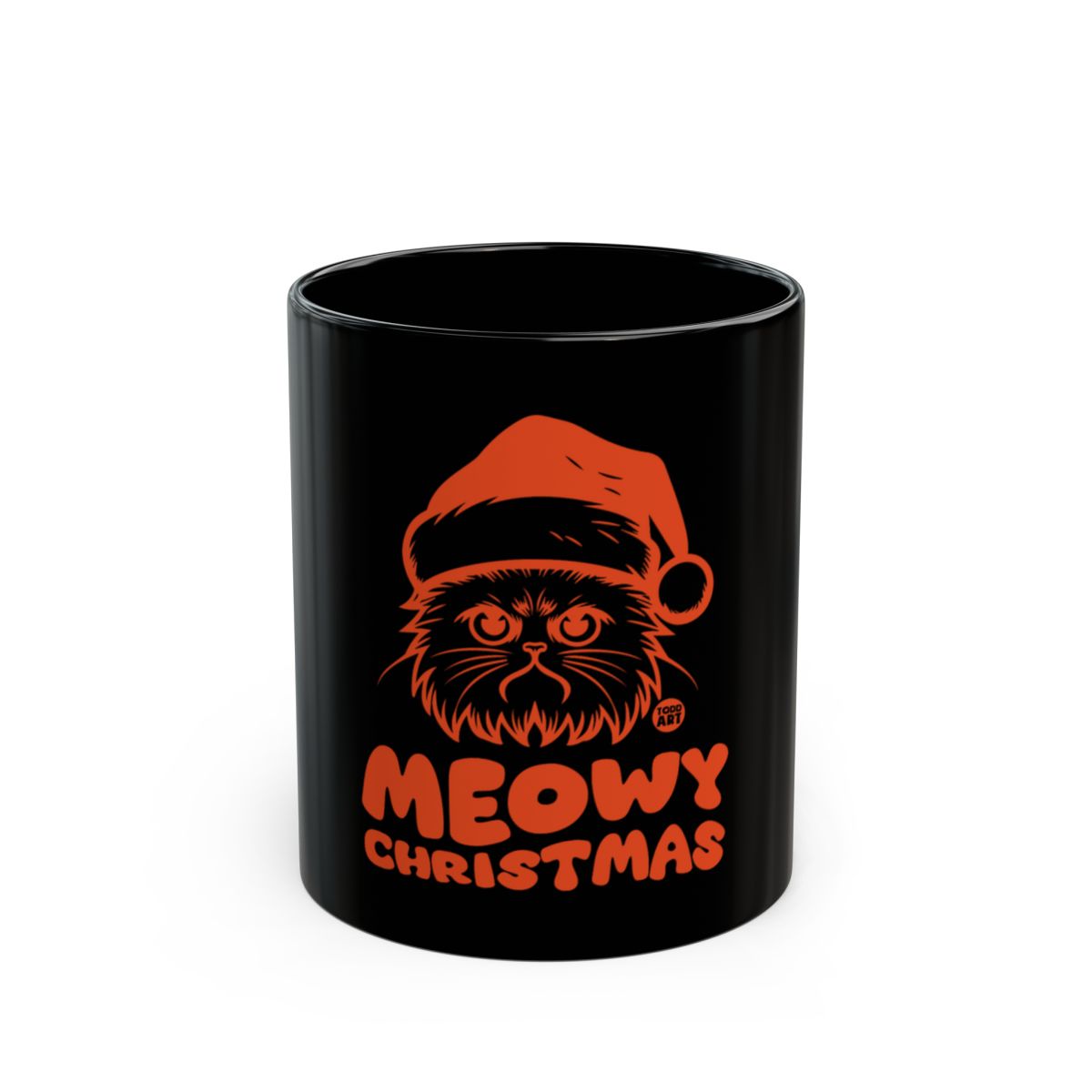 Meowy Christmas Black Cat With Santa Hat Coffee Mug