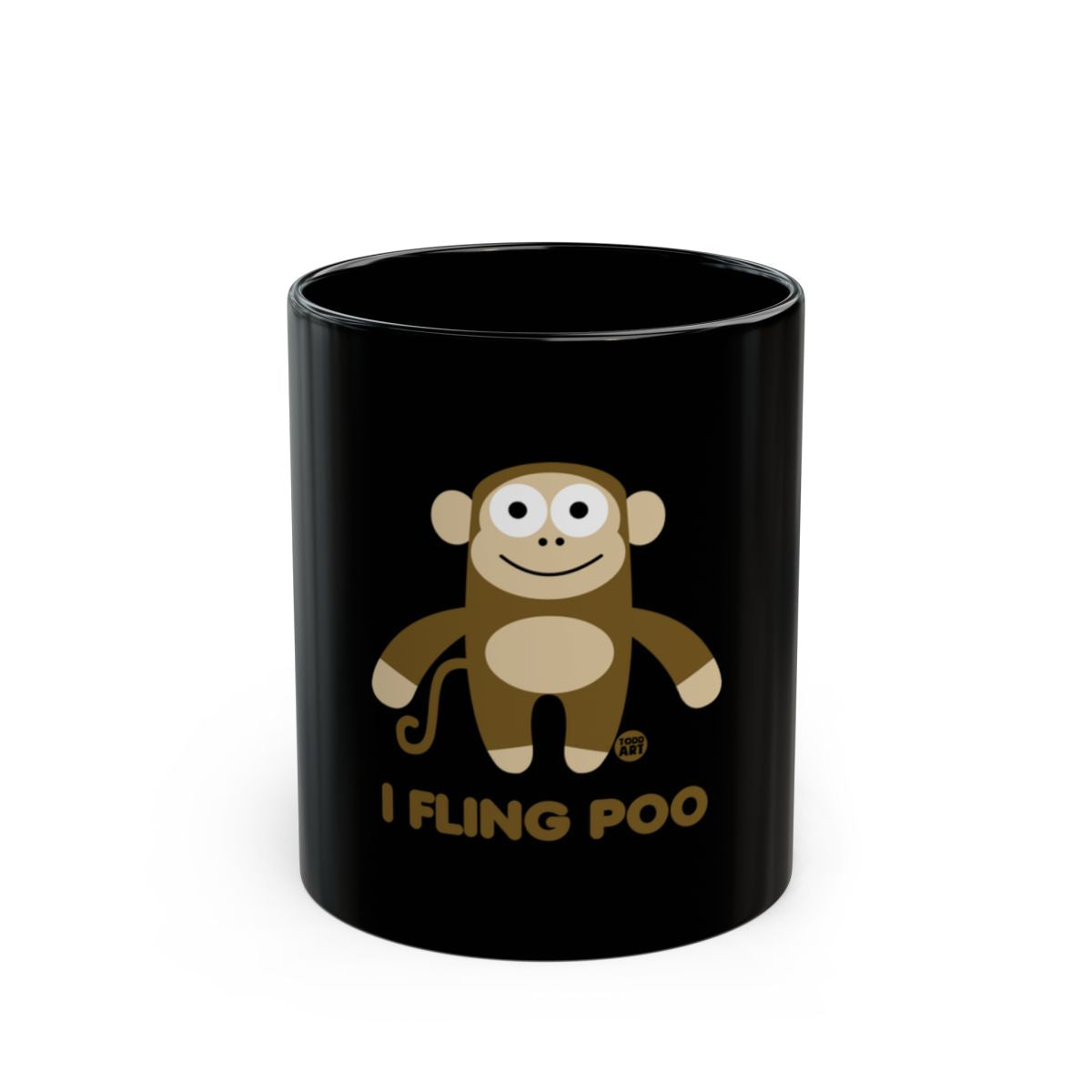 Funny Monkey I Fling Poo Black Coffee Mug