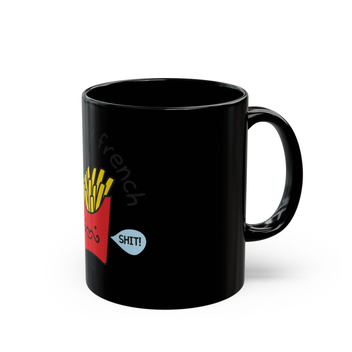 French Fries Design Black Coffee Mug