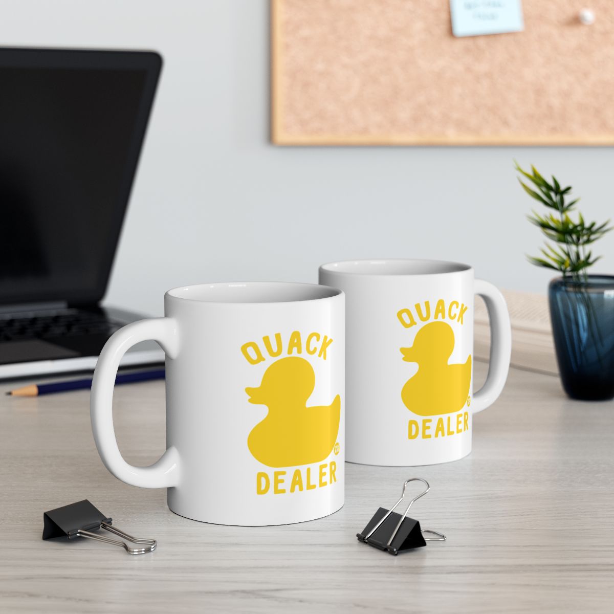 Quack Dealer Yellow Duck Design Coffee Mug Pair