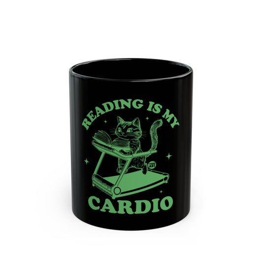 Reading is My Cardio Black Cat Treadmill Mug