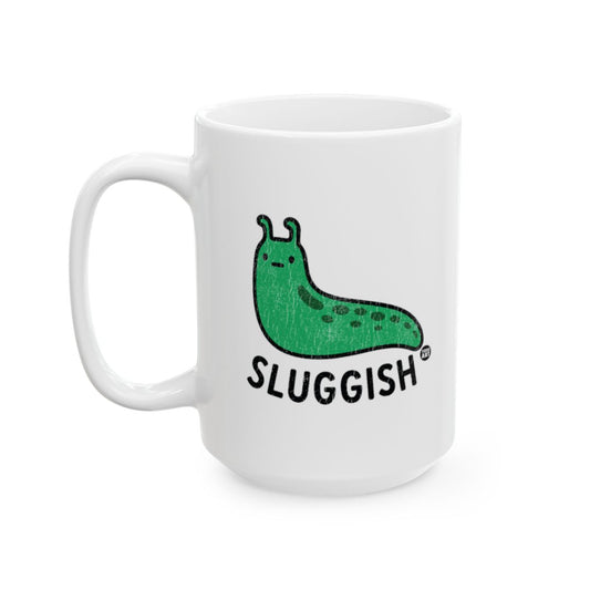 Sluggish Cartoon Green Slug White Ceramic Mug