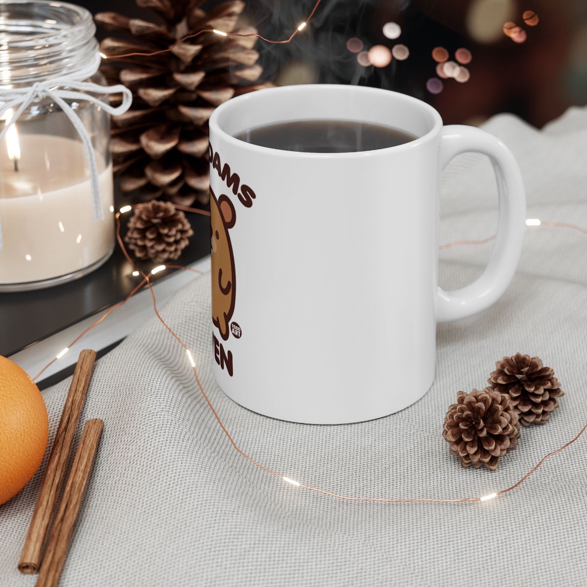 Cute Bear Themed Coffee Mug with Holiday Decor