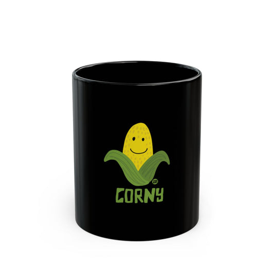 Corny Creative Black Ceramic Mug for Beverage Lovers
