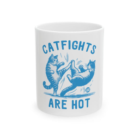 Catfights Are Hot Funny Cartoon Mug for Cat Lovers