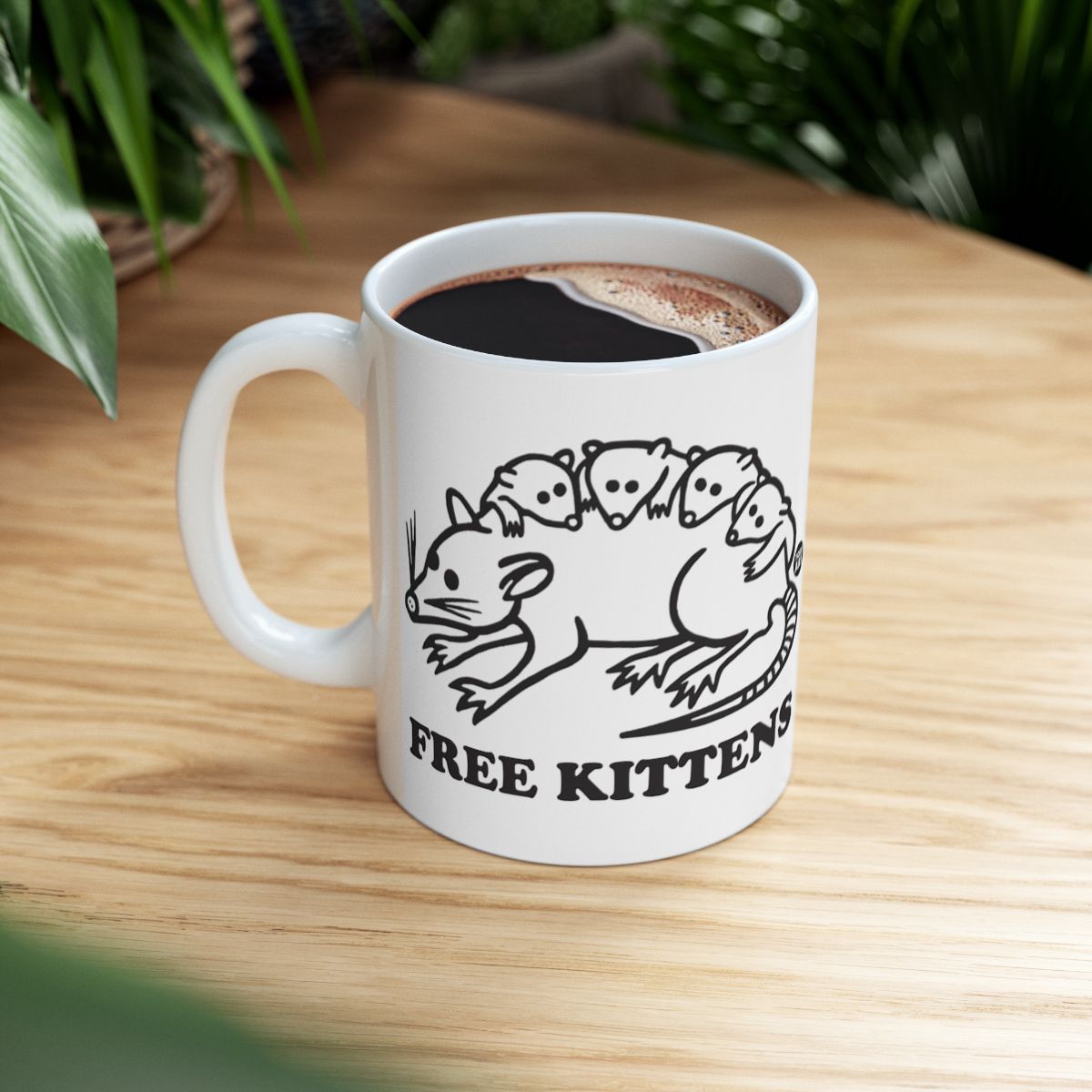 Funny Rat Illustration with Free Kittens Text Mug
