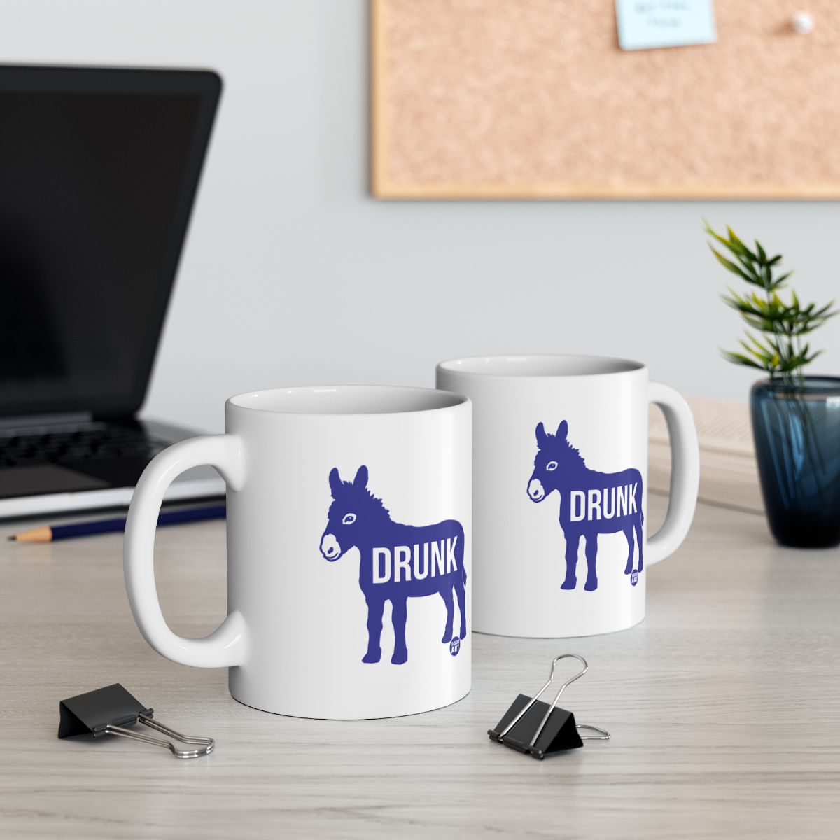 Blue Donkey with Drunk Text Fun Office Mugs Product