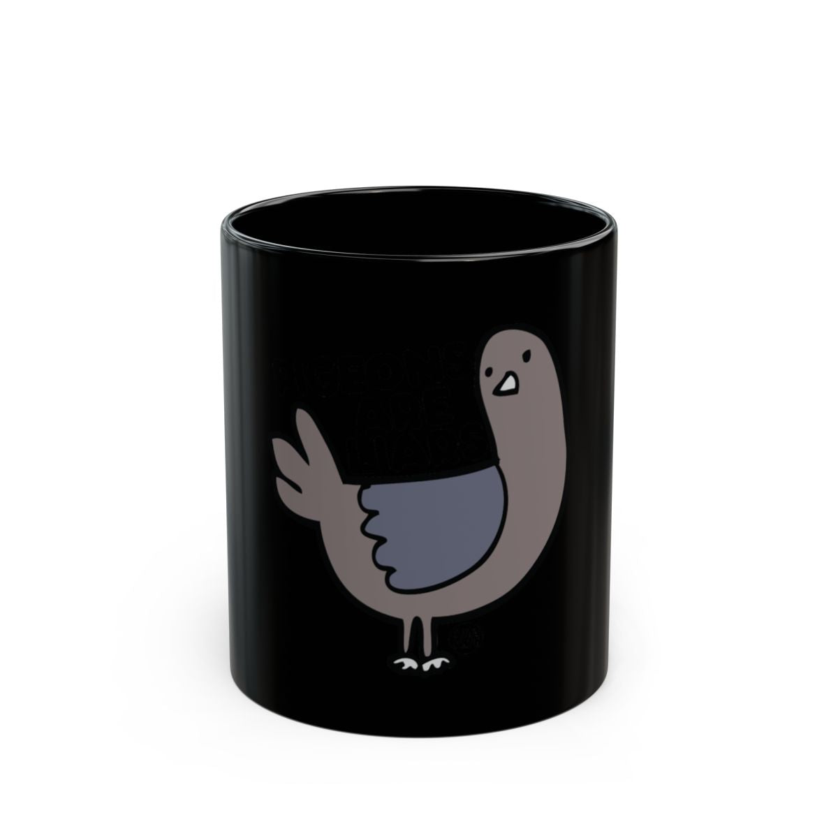 Cute Cartoon Pigeon Design Black Coffee Mug
