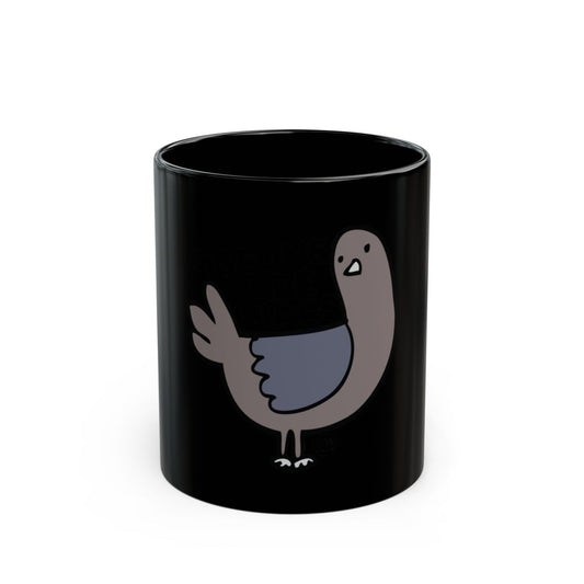 Cute Cartoon Pigeon Design Black Coffee Mug