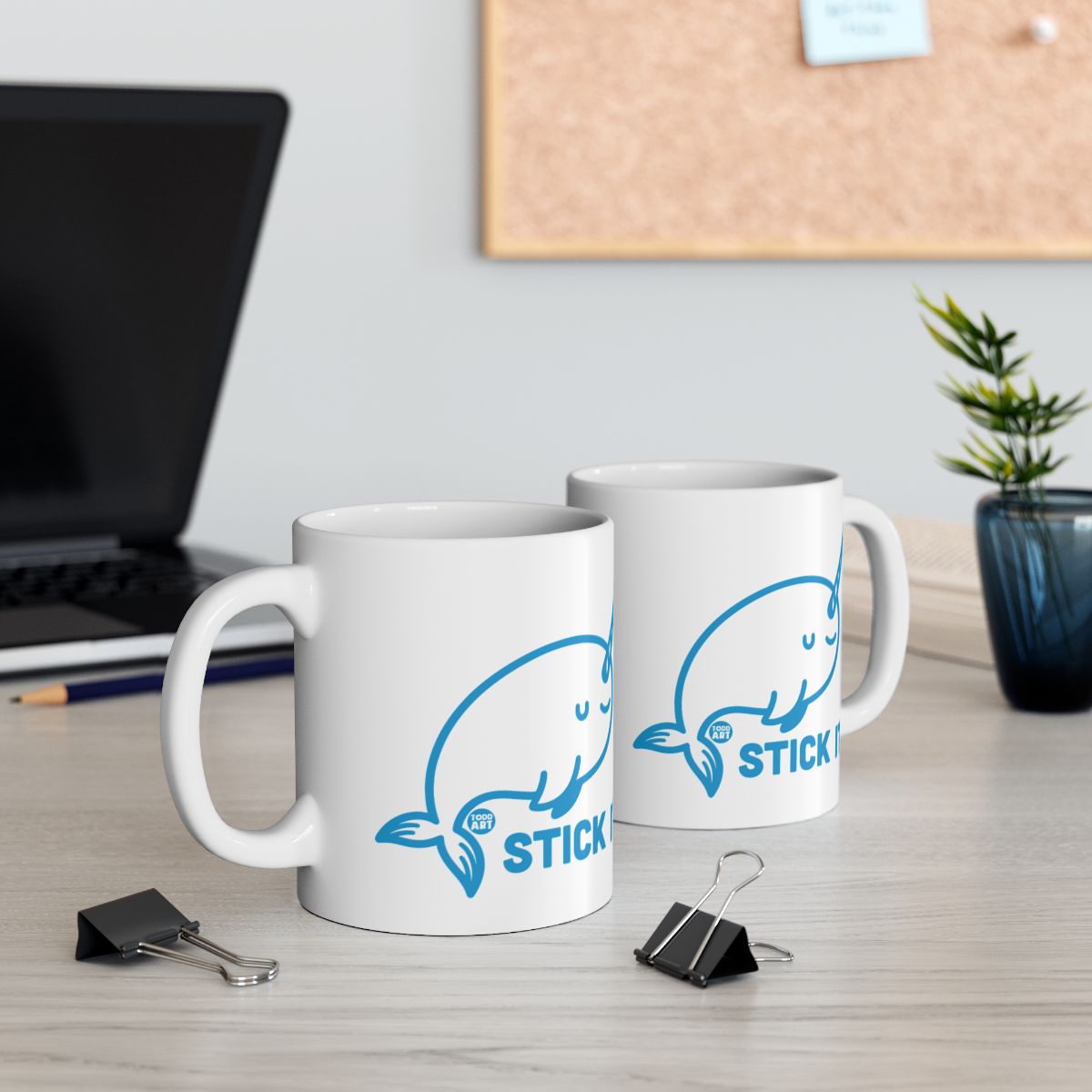 Adorable Blue Whale Design Desk Mug for Office Use