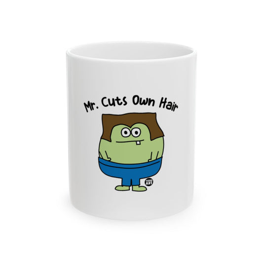 Mr. Cuts Own Hair Funny Cartoon Character Mug