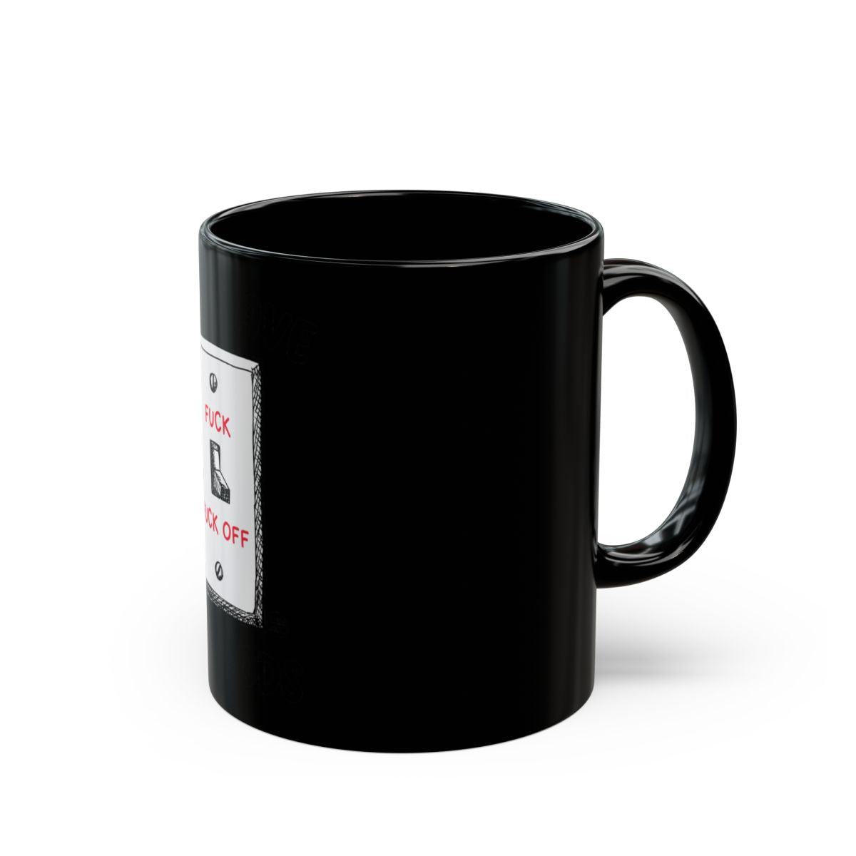 Black Mug with Unique Switch Design Graphic
