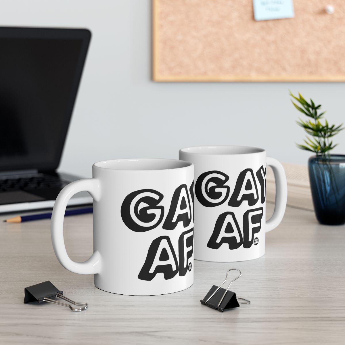 'Gay AF Black and White Mug Fun Pride Product for Everyone'