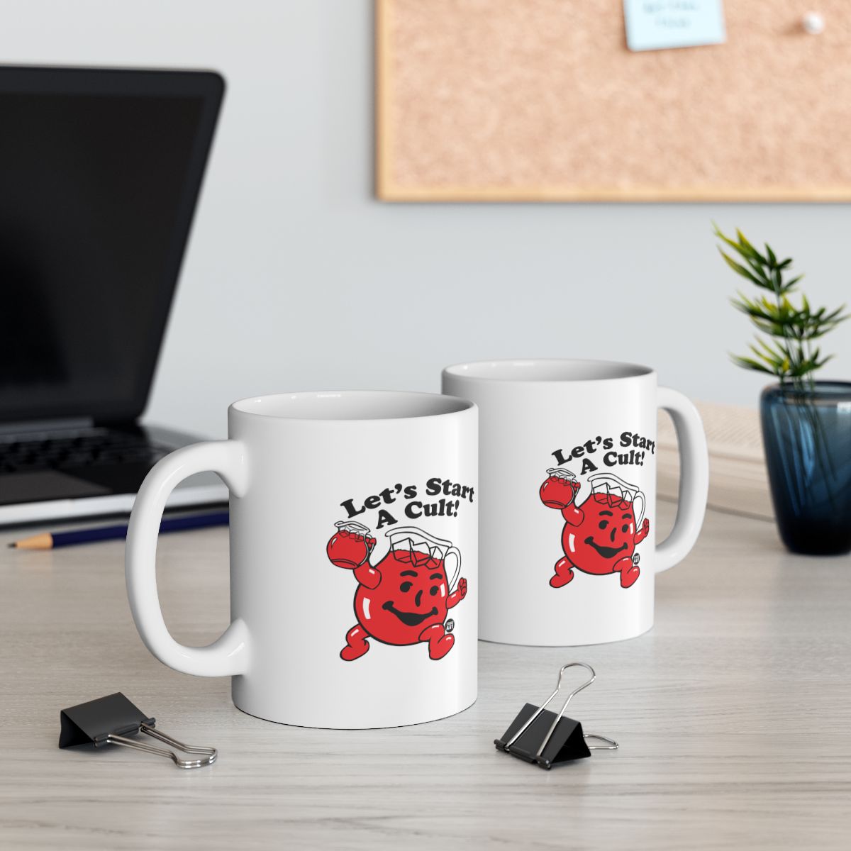 Let's Start A Cult Coffee Mug with Cartoon Art