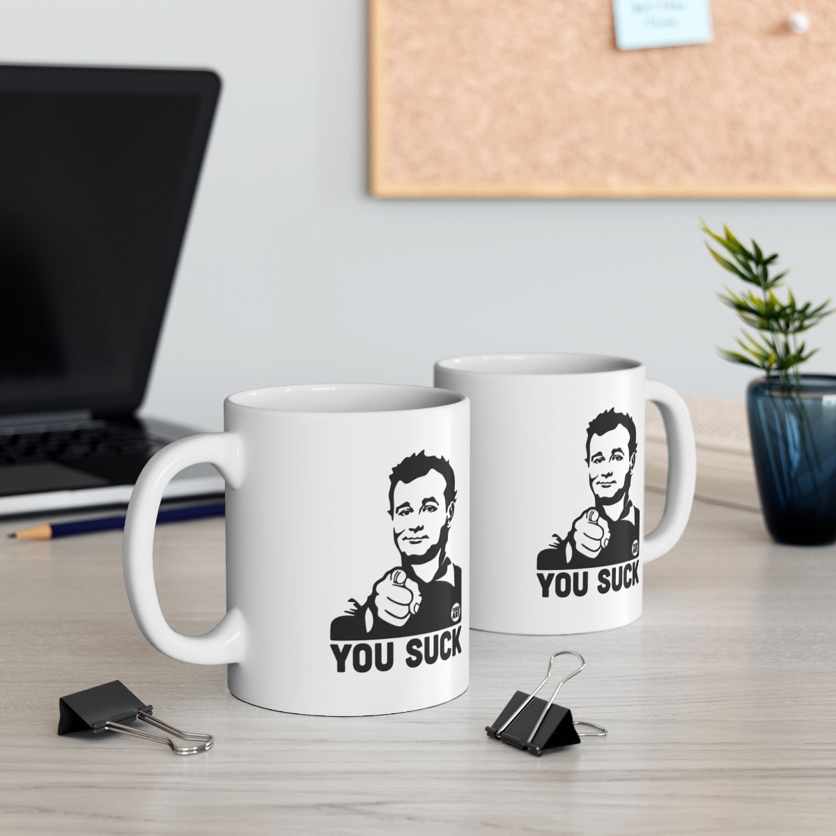 Humorous You Suck Office Desk Mug with Funny Print