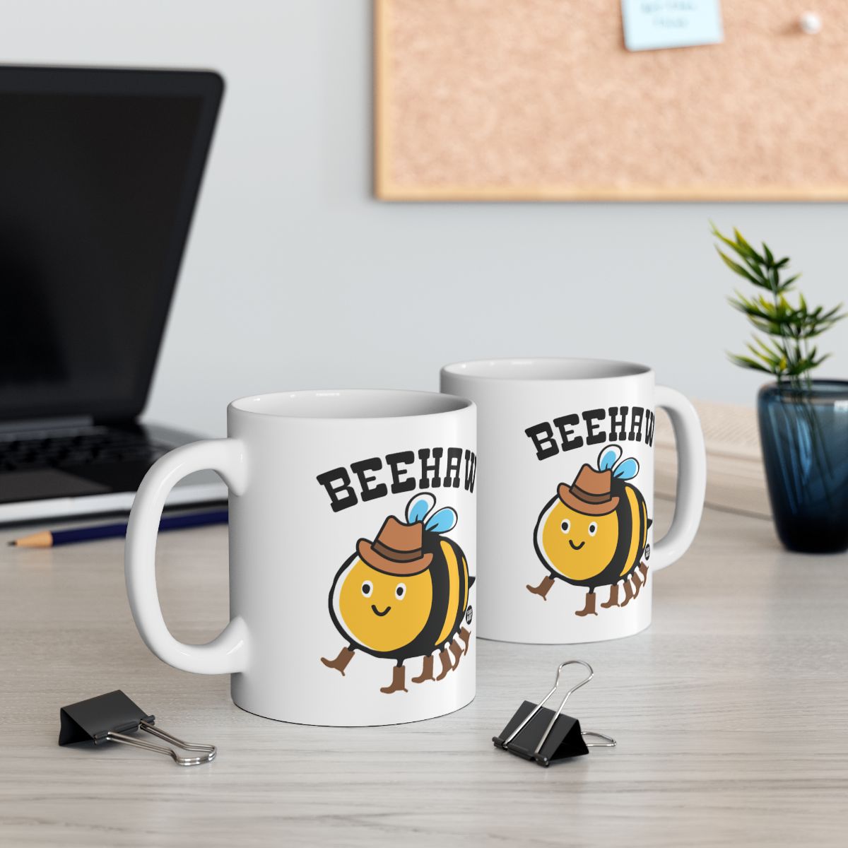 Beehaw Cute Cowboy Bee Design White Mug Product