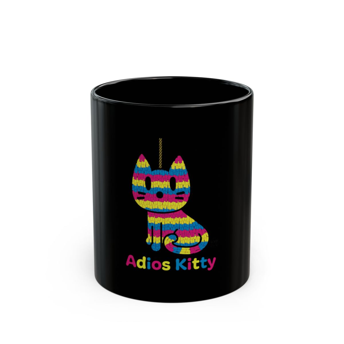 Adios Kitty Colorful Cat Design Black Mug