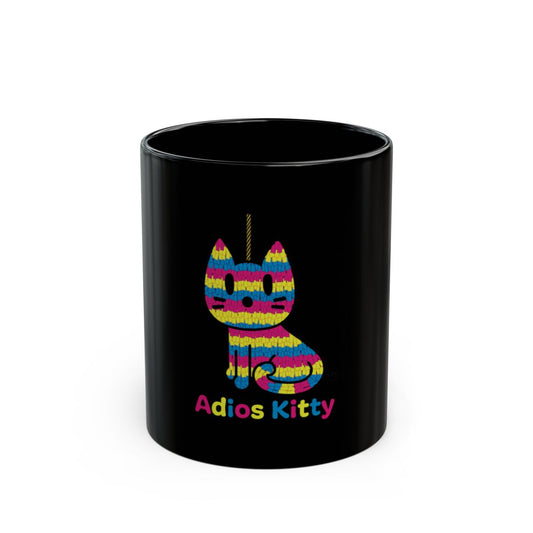 Adios Kitty Colorful Cat Design Black Mug