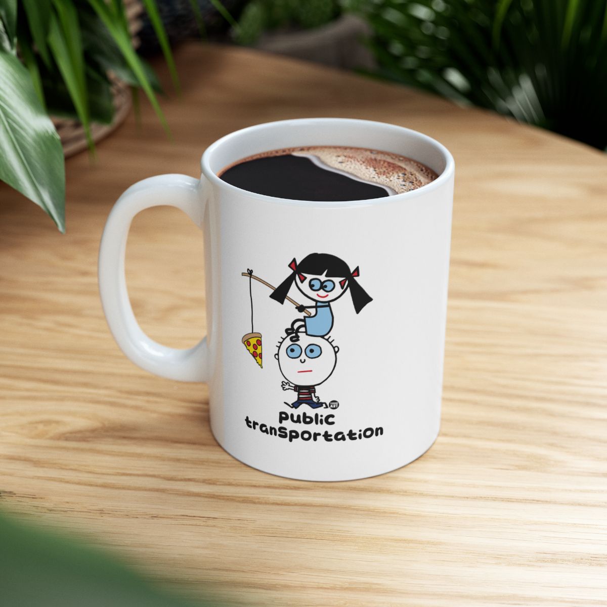 Cartoon Girl and Boy Public Transportation Mug