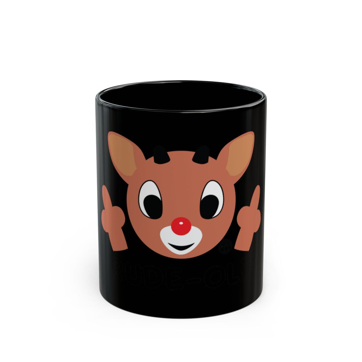 Cheeky Deer Illustration Fun Design Black Mug